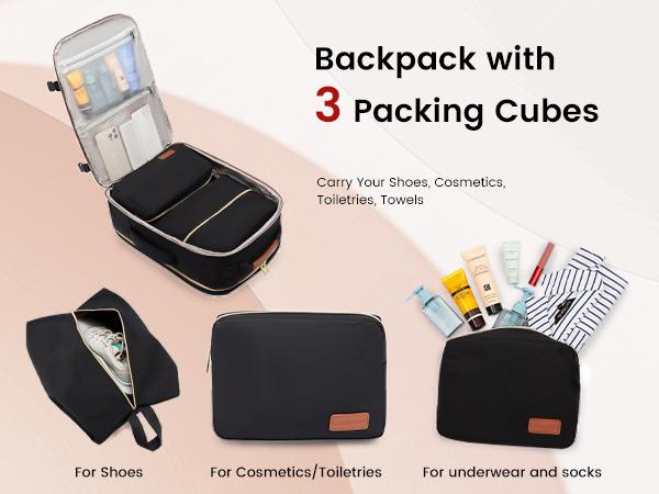 LOVEVOOK Travel Backpack for Women & Men as Personal Item Flight Approved,Large Capacity Carry on Backpack with 3 Packing Cubes and Laptop Compartment,Weekender Bag for Hiking,Overnight,TikTokShopSpringStatements