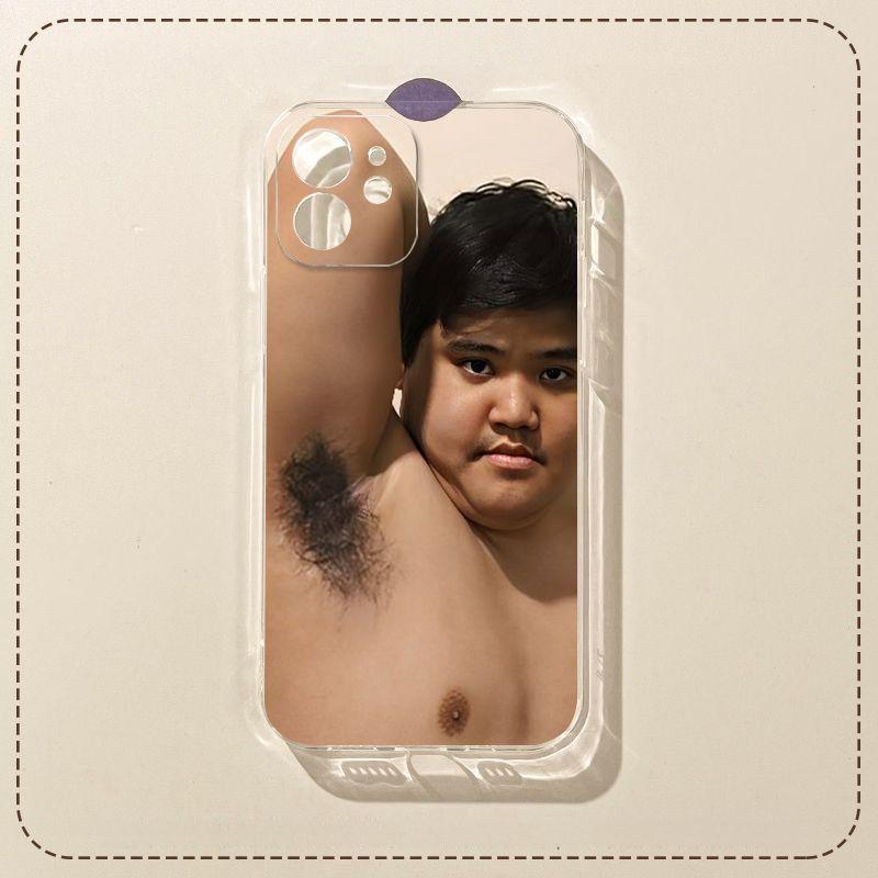 Cartoon Parody "Bearded Uncle in Lolita Outfit" Transparent Phone Case — Cute Protective Cover for iPhone 17, 16, 15, 14, and 13 Series