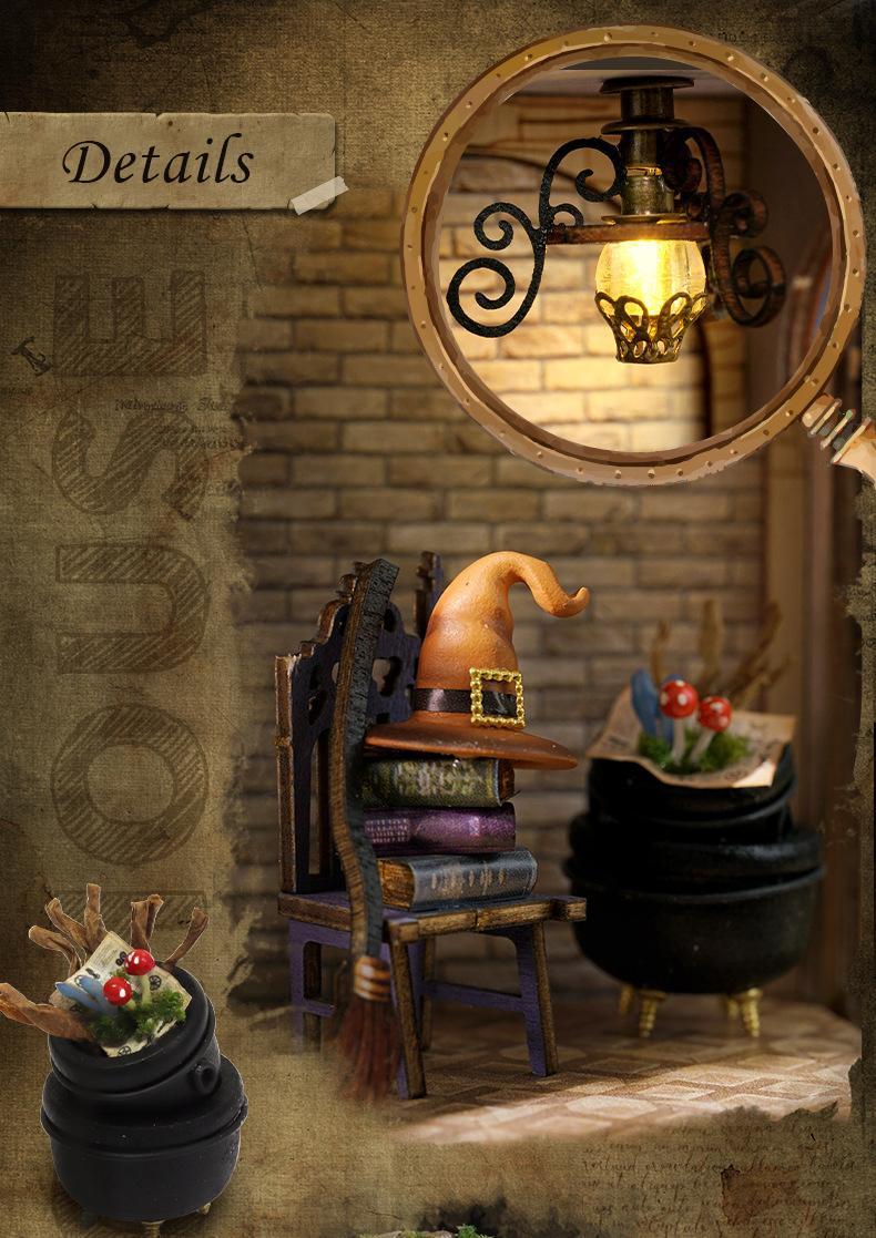 CUTEBEE DIY Decoration with LED Lights Creative Christmas Holiday Gifts for Adults Wooden House Kit Stem Building Block Magnetic Tiles