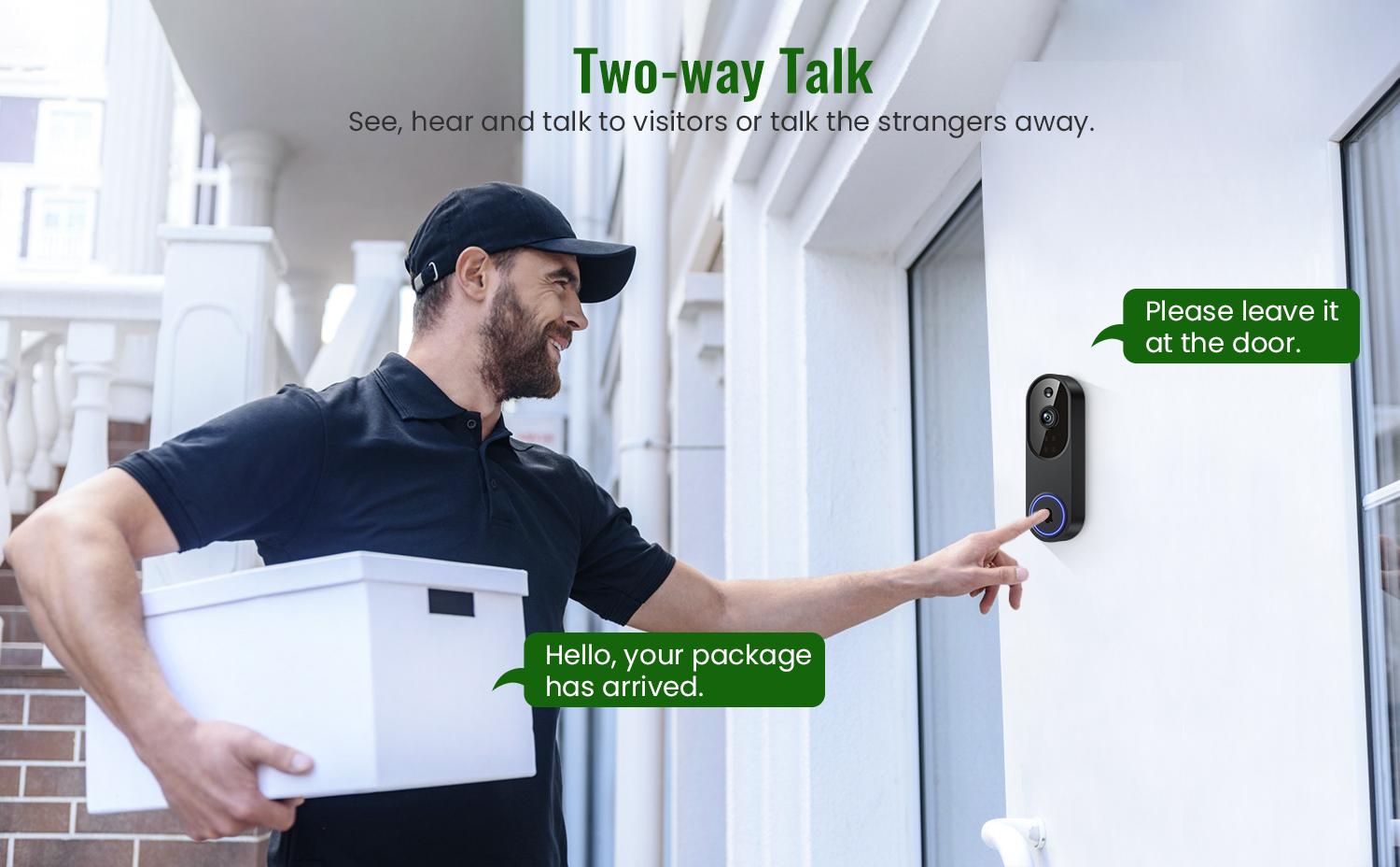 Smart Wireless Video Doorbell Camera, AI Human Detection, 2.4G WiFi ...