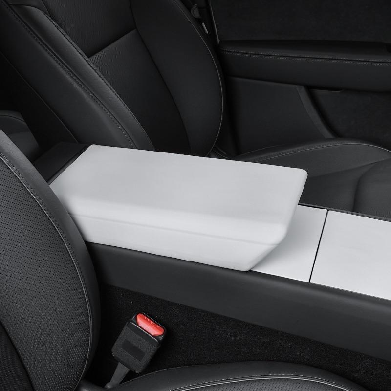 Custom Fit Molded Square Silicone Center Console Cover - Painted Clip-On Flip Top Protector for Tesla Model 3 Highland, Model Y Juniper, Durable, Anti-Scratch, Water Resistant Car Armrest Storage Accessory for Effective Interior Protection