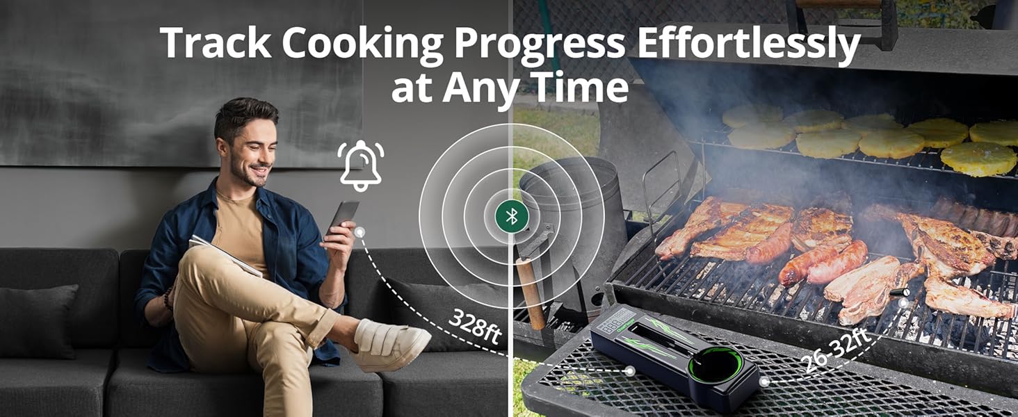 CharMeter Wireless Thermometer,Bluetooth meat thermometer,for Remote Monitoring of Smoker,Grill, and Oven,Perfect Accessories Gift for Kitchen Lovers CharMeter Wireless Thermometer,Bluetooth meat thermometer,for Remote Monitoring of Smoker,Grill, and Oven,Perfect Accessories Gift for Kitchen Lovers