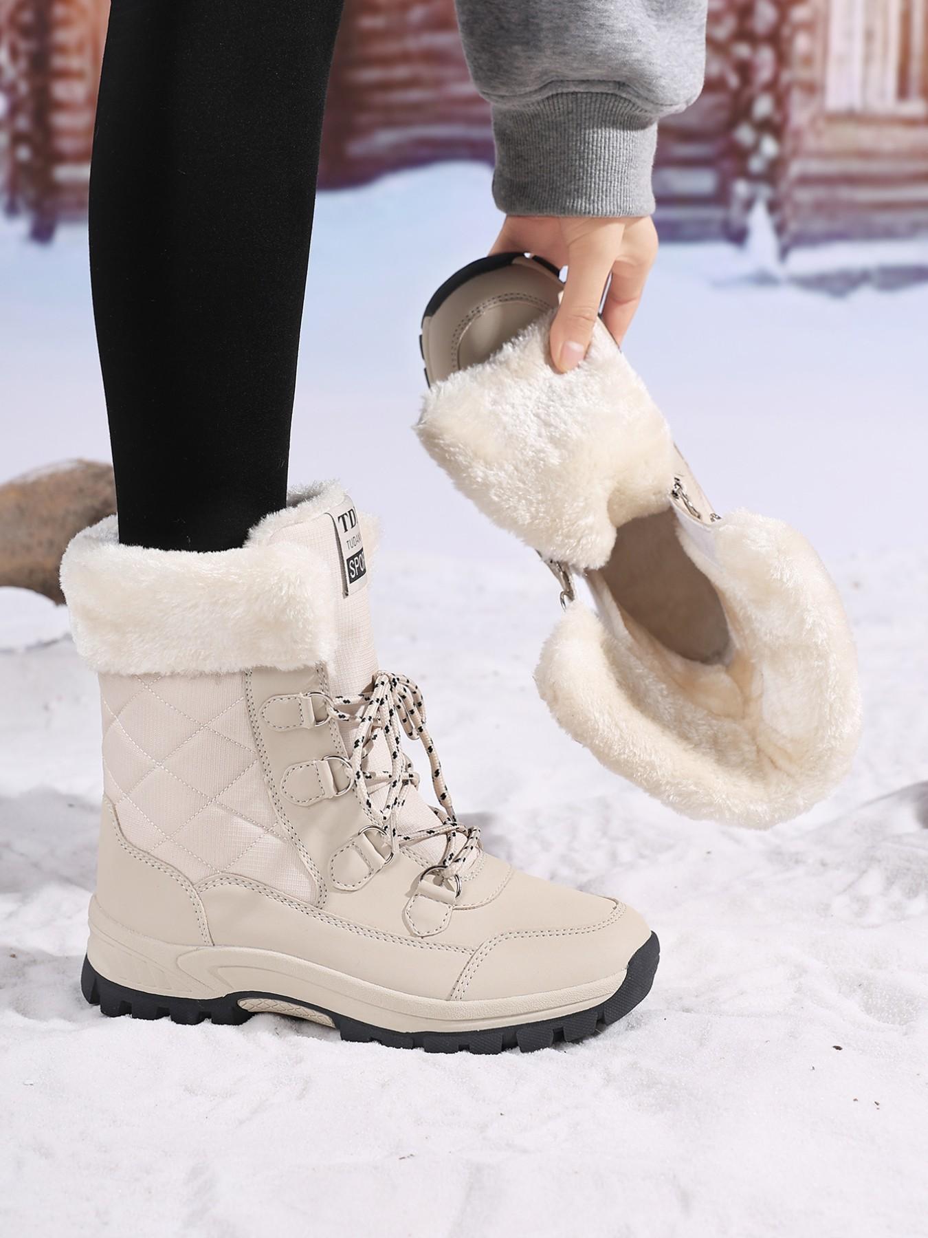 Women's High-Quality Winter Snow Boots - Waterproof Warm Furry Mid-Calf Hiking Boots Outdoor Boots Fluffy Snow Boots