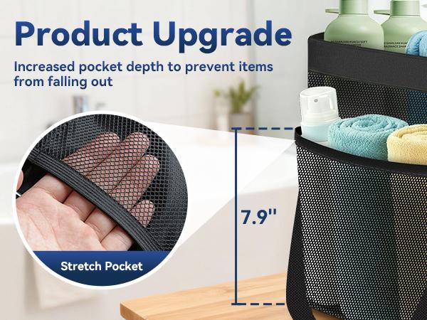 【YASONIC】Mesh Shower Caddy Portable for College Dorm Room Essentials, 8-Pocket Large Shower Basket Tote Bag with 2 Handles for Toiletry, Bathroom, Beach, Camp, Gym | Portable, Quick-Dry, 2 Handles