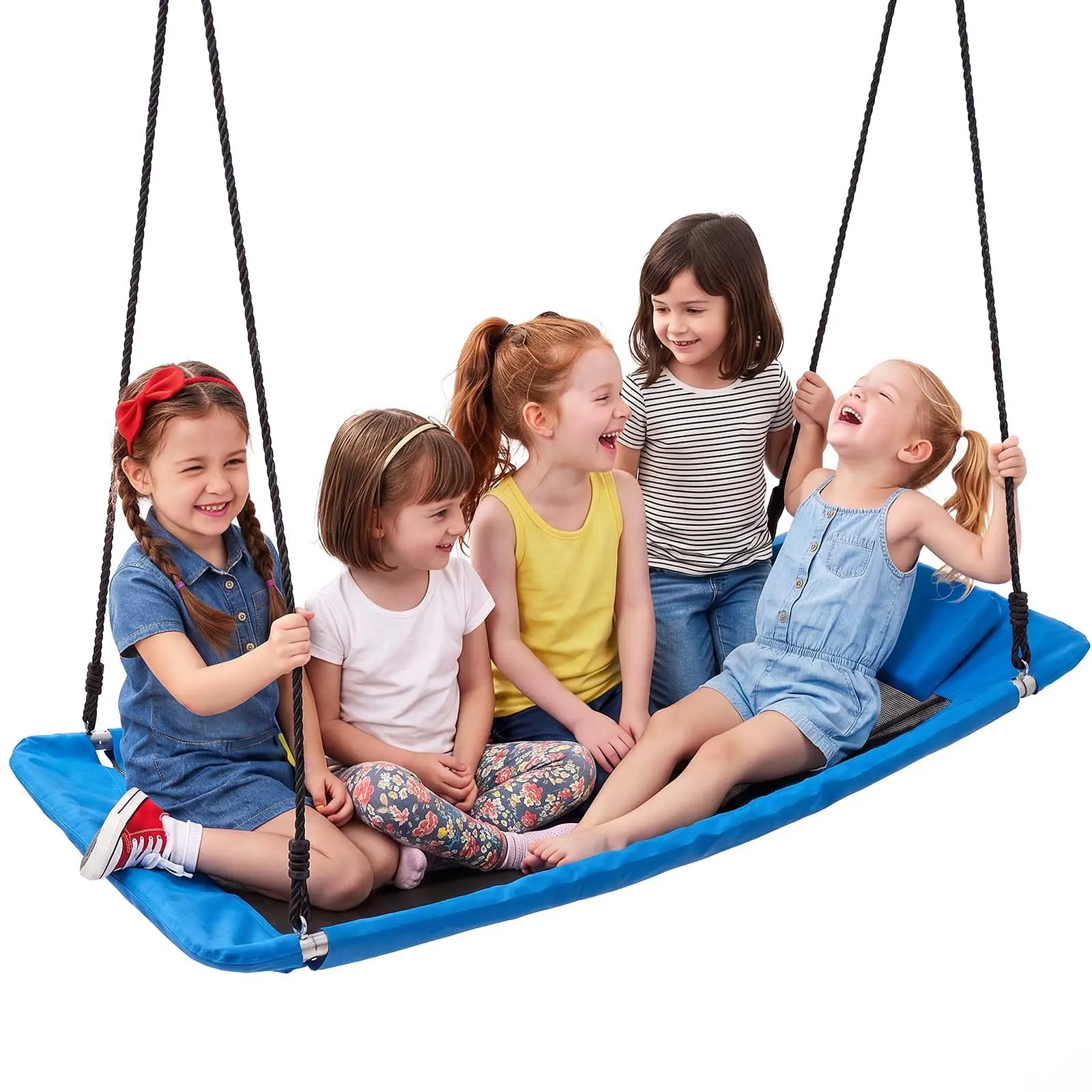 VEVOR Platform Tree Swing for Kids and Adults 700 lbs 60" Rectangle Blue, for Backyard Outdoor Indoor, 900D Oxford Fabric Giant Seat with 2 Hanging Straps, Adjustable Ropes and Curved Edge Design