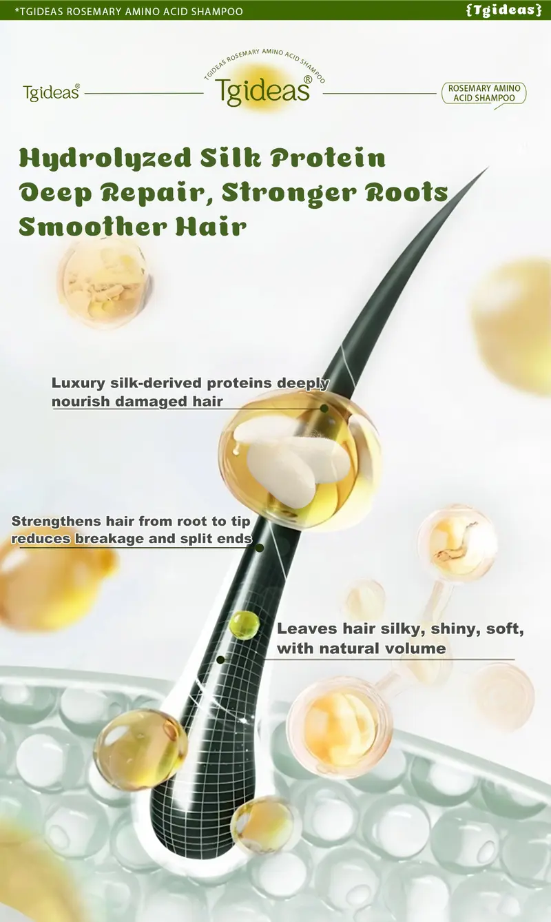 Product Introduction of 【 Buy 1-Get 1 Free!】Tgideas Anti-Hair Fall Hair Loss Treatment Shampoo Oil Control Anti Dandruff Haircare Rosemary Zinc PCA Help Hair Growth Amino Acid Hydrolyzed Protein Repair Reduce Hair Loss Scalp Cleanser Conditioner 250ML Gentle Smoother 18