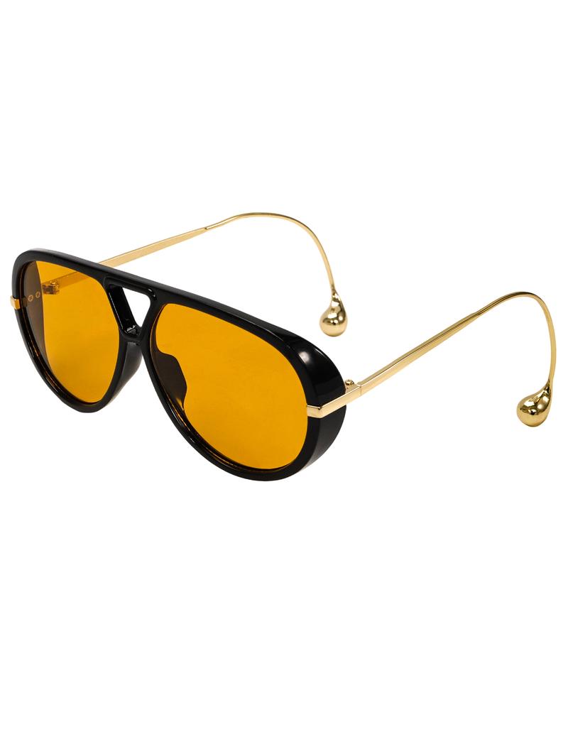 70s Retro Vibe! Women’s Luxury Oversized Aviator Sunglasses 2025 - Earring Accent & Big Shield Frame