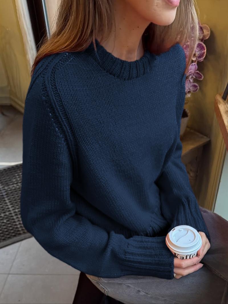 Women's Casual Loose Fit Long Sleeve Fleece Knit Cardigan Sweater, Vaiaye Fashionable Pullover for Daily Wear, Cozy Winter Outerwear Knitwear