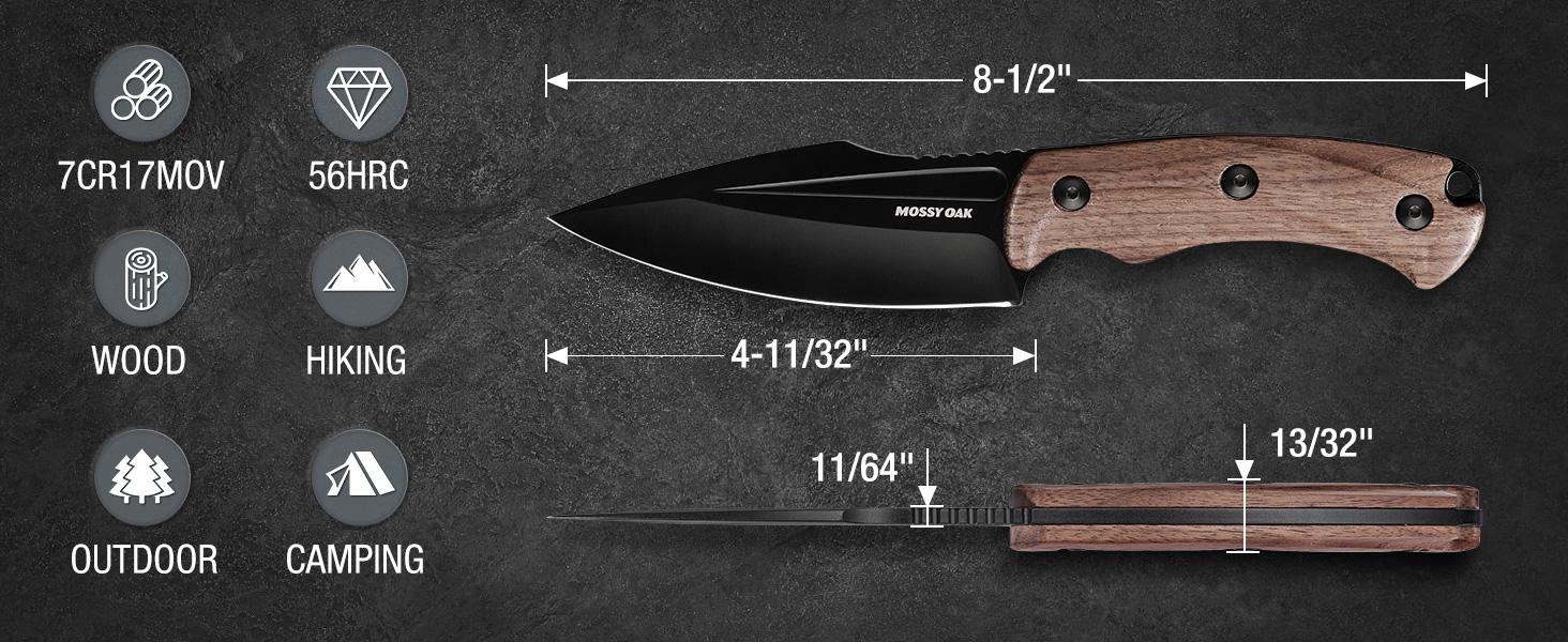 #JumpstartSale MOSSY OAK Survival Knife with Sheath, 8.5-inch Full-tang Fixed Blade Knife, Outdoor Knives for Survival, Camping, Hiking (G10 Handle)