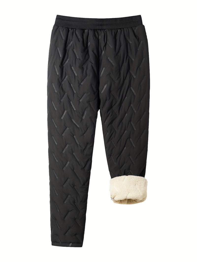 Men's Soft Comfortable Pants, Polyester Fleece Fabric, Zipper Details, Pockets and Waistband, Windproof Warm Outdoor Long Pants, Casual Outdoor Trouser