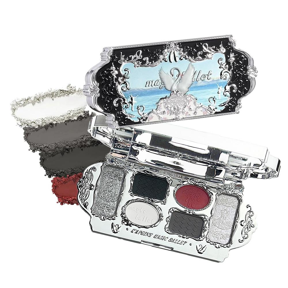 Kapelle Six Color Swan Eyeshadow Palette, Contour Blush Highlighter, Multi-Use Portable High-Quality Eye Shadow, Travel-Friendly Makeup