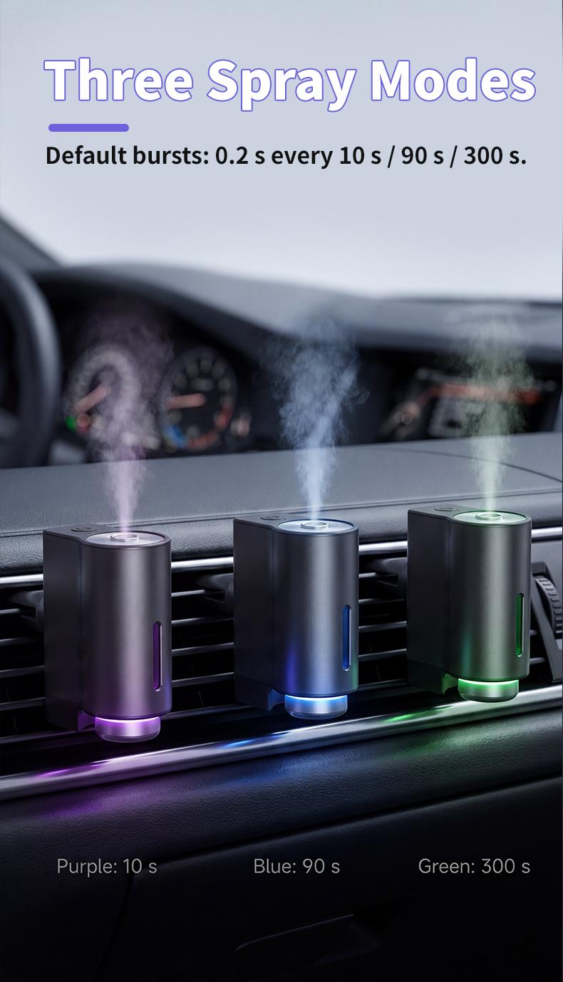 Smart Car Fragrance Diffuser, Air Purifier for Cars, Essential Oil Diffuser, Air Freshener, Includes 3 Bottles, Perfect Gift for Holidays and Birthdays