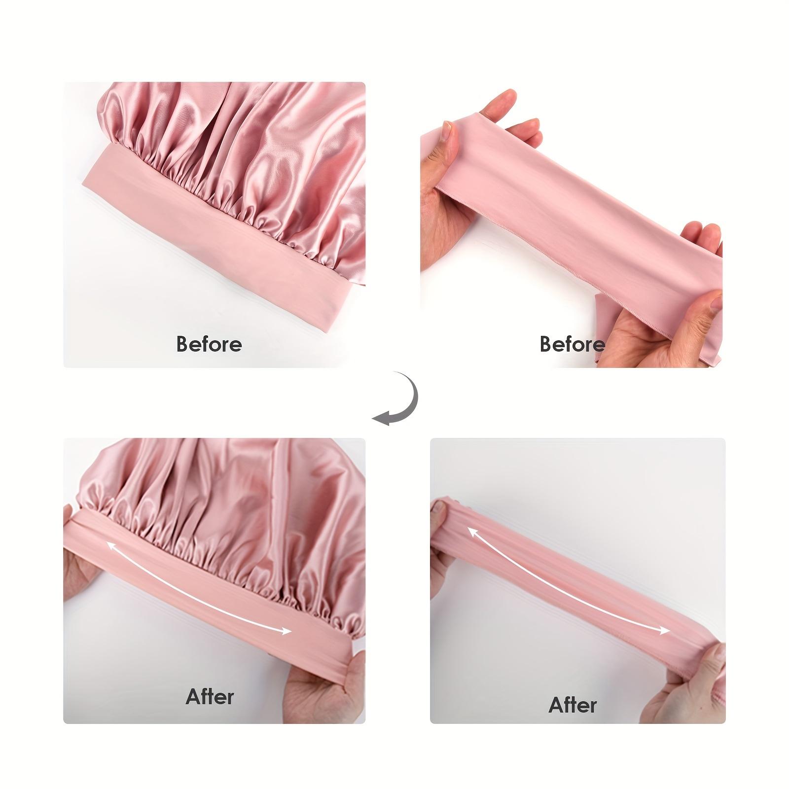 Double Layer Satin Bonnet Silk Like Texture for Sleeping Sleep Cap Hat Hair Bonnets with Elastic Tie Band for Curly Hair Nightcap Gifts for Women