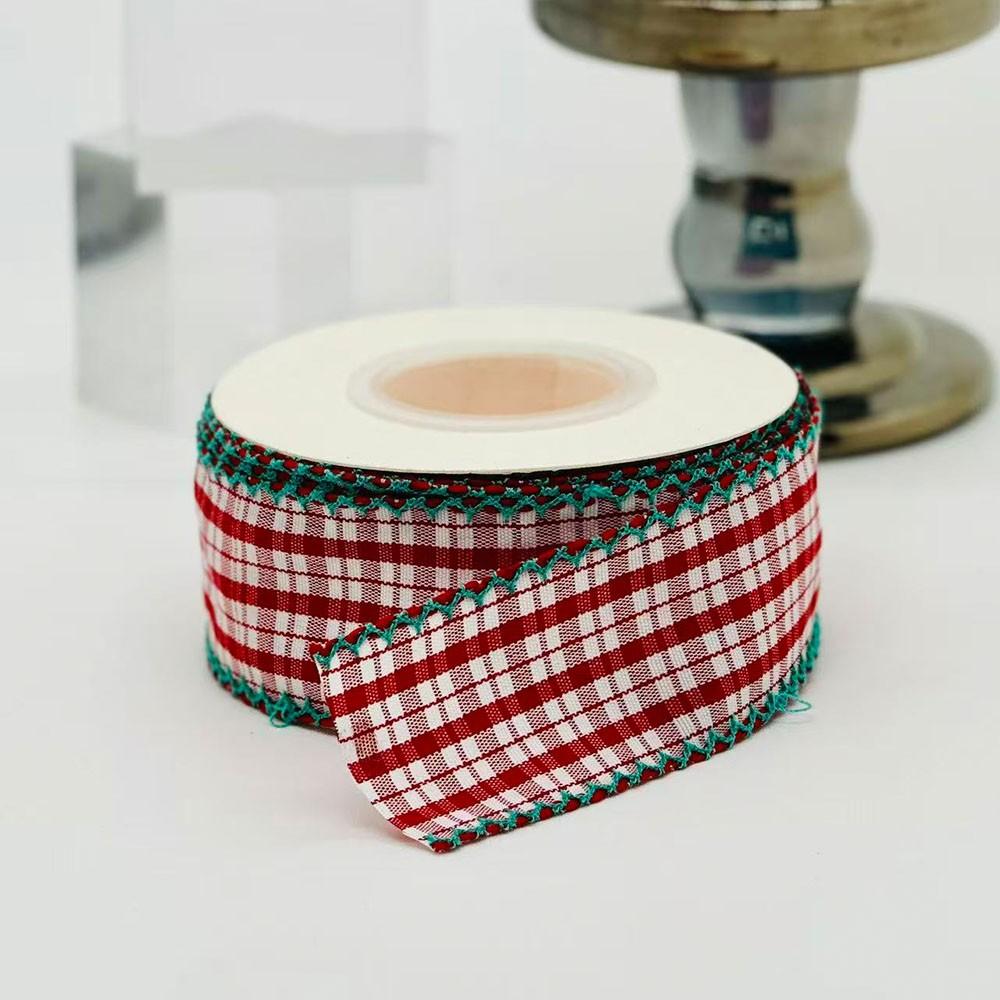 Multicolor Contrast Plaid Lace Ribbon, 5 Yards Floral Packaging, Handmade Hair Clips, Gift Wrapping Universal Fabric, 4.57 Meters