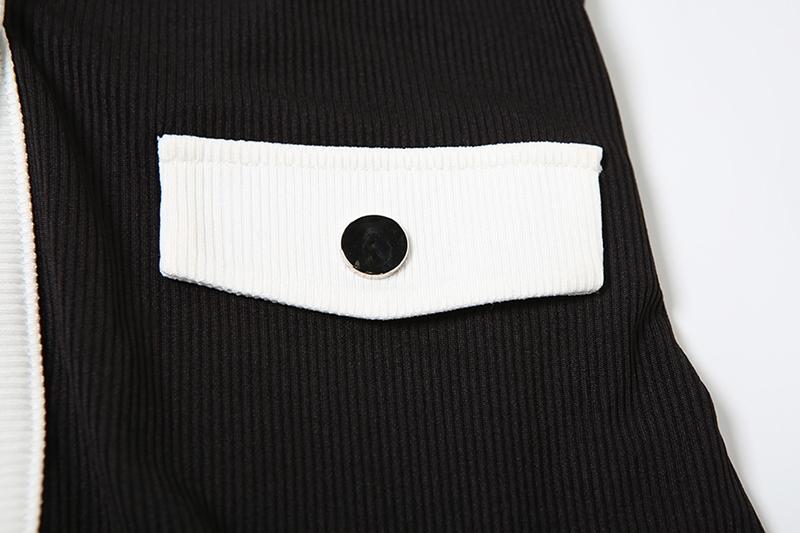 DOUCIU Autumn French Intellectual Elegance Commuting Casual Versatile Simple Women's Thin Contrast Color Button Cardigan Long-Sleeved Top & Trousers Two-Piece Set, Lady, Pants Suit