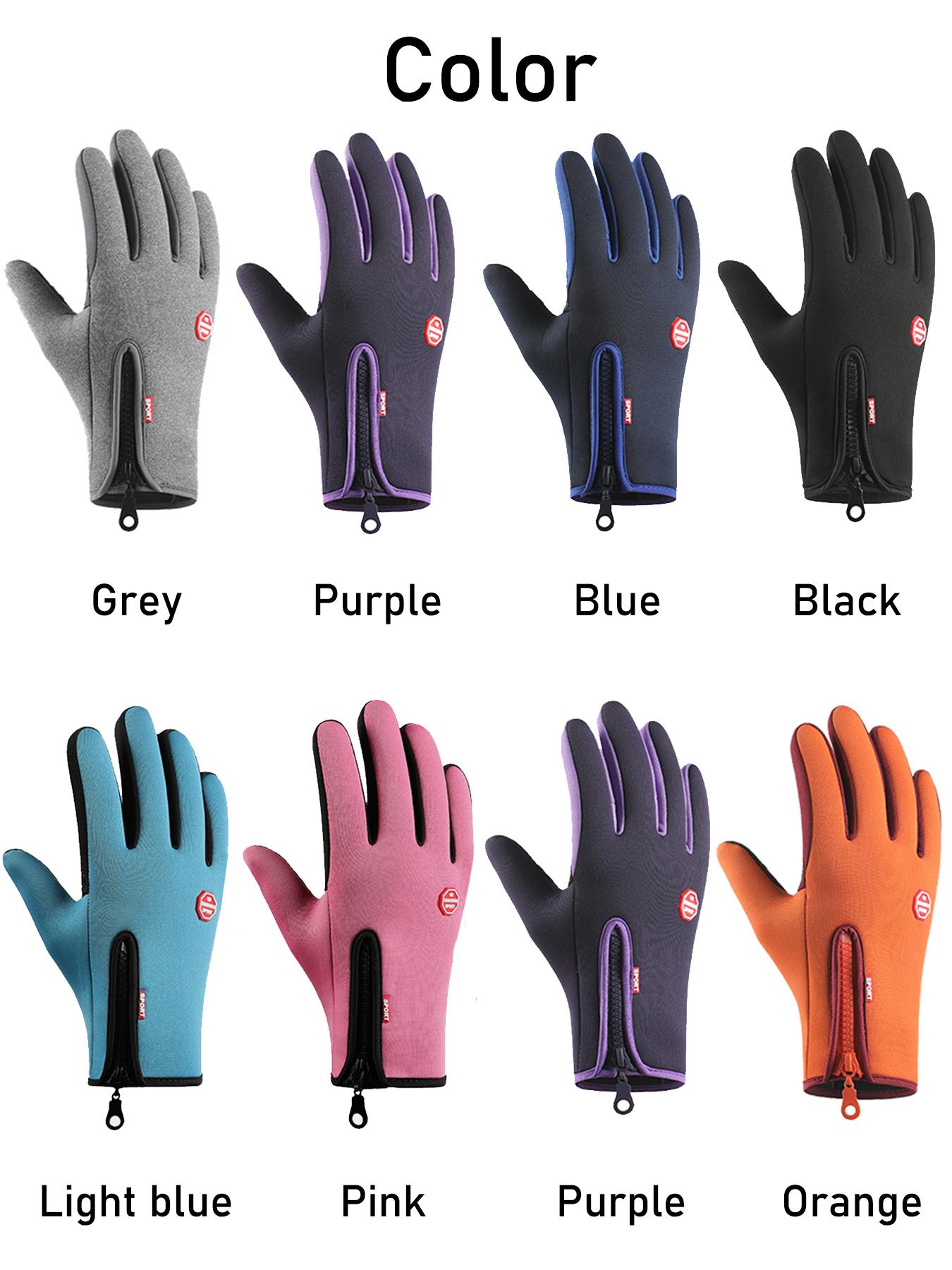 Spring Autumn Outdoor Sports Fleece Lined Cycling Gloves Waterproof Touchscreen Mountaineering Gloves Zipper Gloves Outdoor Activity Gloves