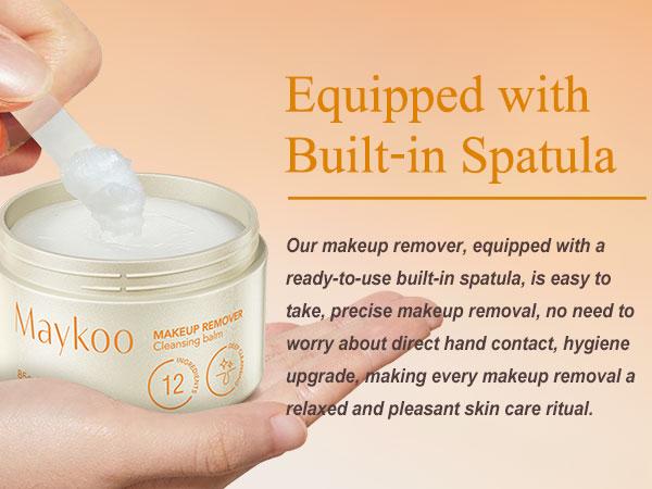 MAYKOO Makeup Remover Cleansing Balm, Melting Cleansing Cream Oil Based Cleanser, Hydrating Makeup Remover Balm with Vaccinium Myrtillus, Hydrate Skin, Non-comedogenic, No Harsh Chemicals, 0 Residue with Spatula & Easy to Rinse, 3 Oz, Cosmetic, Moisturize