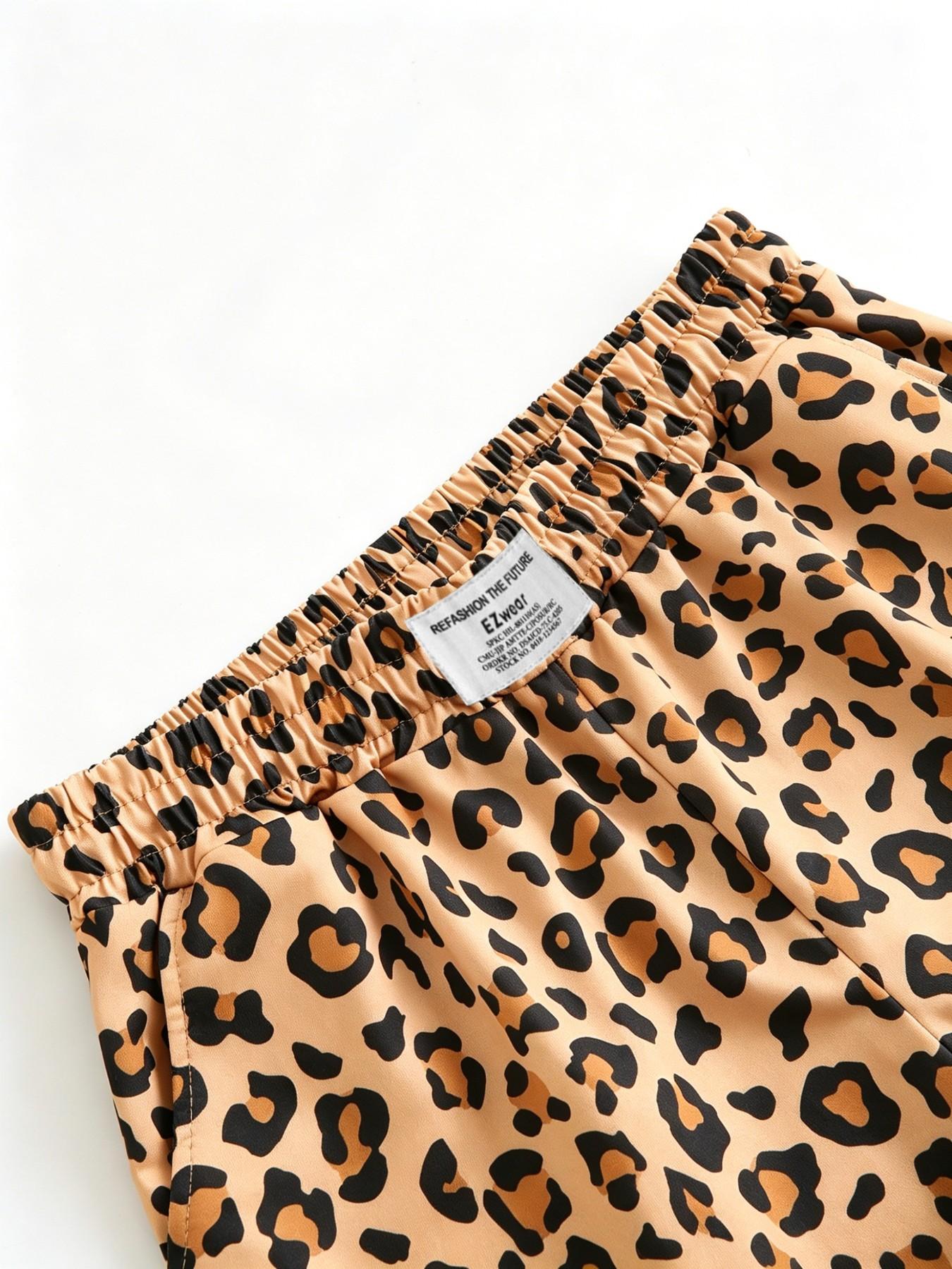 Women's Summer Leopard and Plaid Print Athleisure Casual Shorts, Comfortable Loose-Fit Athletic Bottoms for Yoga and Daily Activities