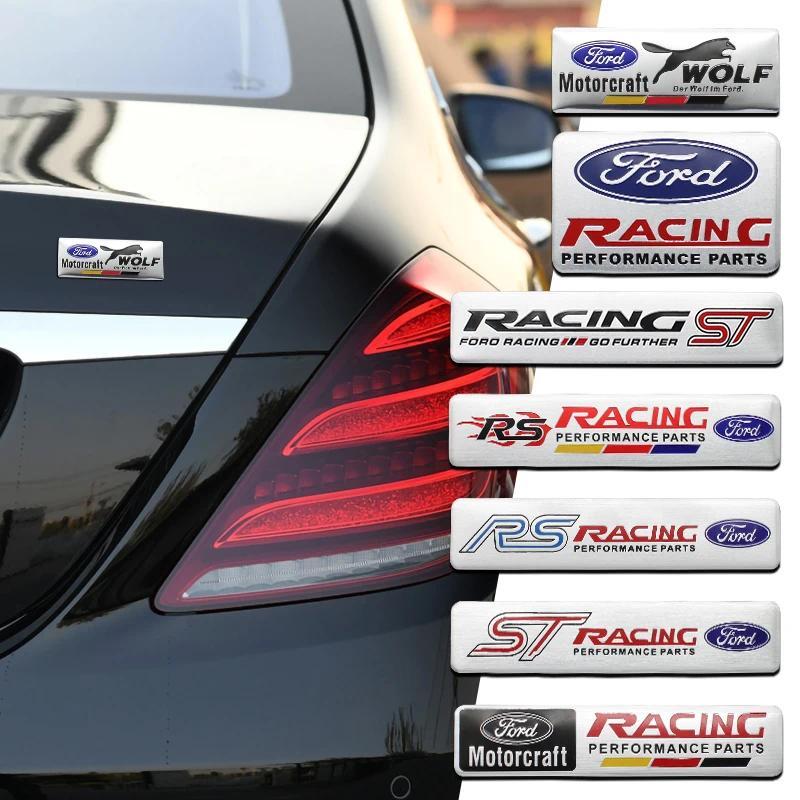 1/7Pcs 3D Aluminum Racing Car Stickers Badge Emblem Body Side Fender Rear Trunk Tail Decor Decal For Ford ST Focus 2 3 Mk3 Mk2 Mk1 Fiesta Mk7 Kuga Ranger Fusion Mondeo Mustang S-MAX Accessories Body Side Decals