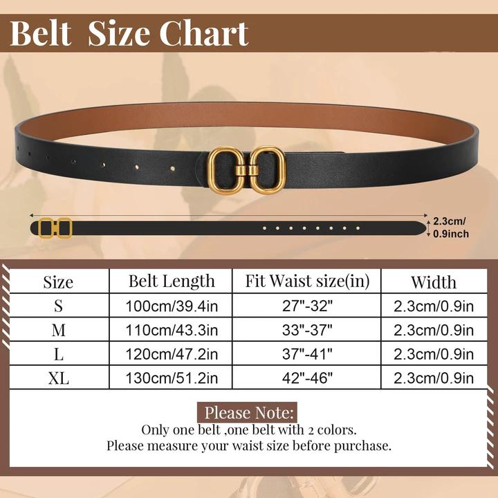JASGOOD Reversible Leather Belt for Women with Gold Buckle Ladies Leather Belt for Jeans Pants