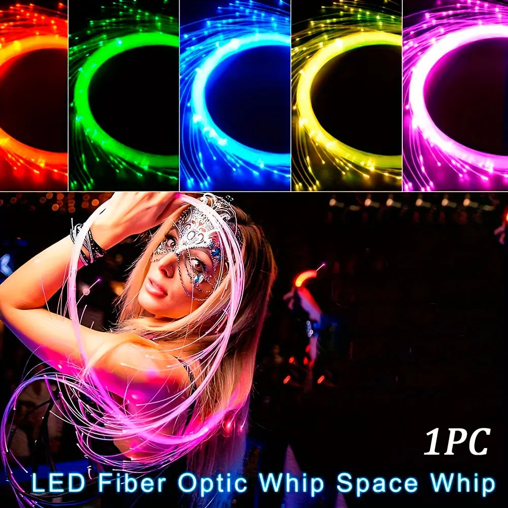 Vibrant Fluorescent Dance Whip, 7 Color Modes, Rechargeable Fiber Optic LED Light Stick, 36 Effects, Disco Dancing, Music Festival