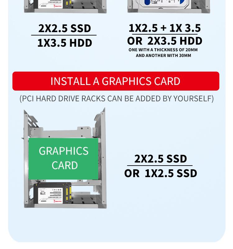 Mini Itx Computer PC Desktop Case, Home Use 2 Bay Nas Box, Compact Portable Handheld, Includes Accessories Screws Switch Handle Foot Pads