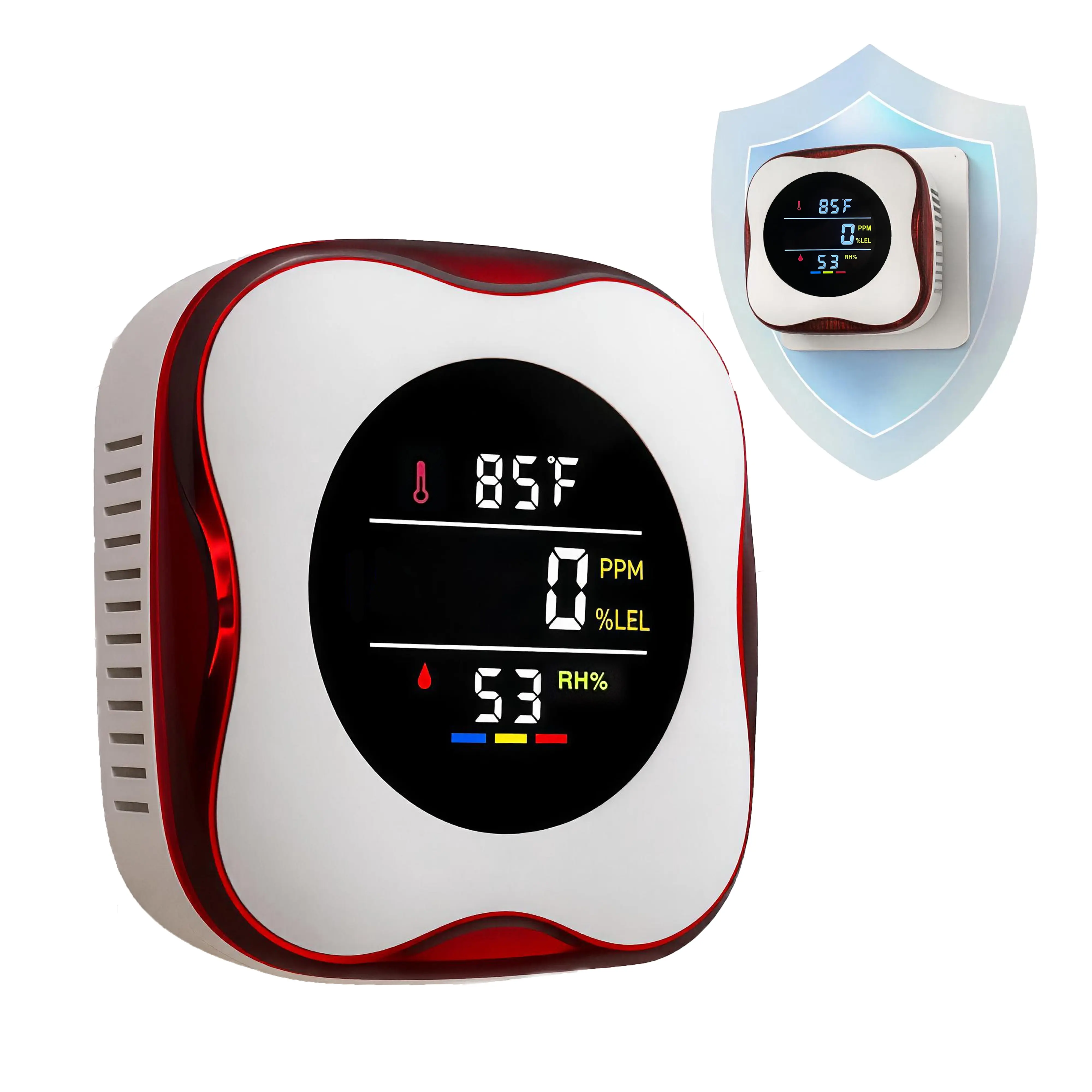 Portable Air Guardian 4-in-1 Detector , Temp & Humidity Sensors, Large HD Screen, Instant Warnings – Ideal for RV Trips, Tents & Backyard BBQs