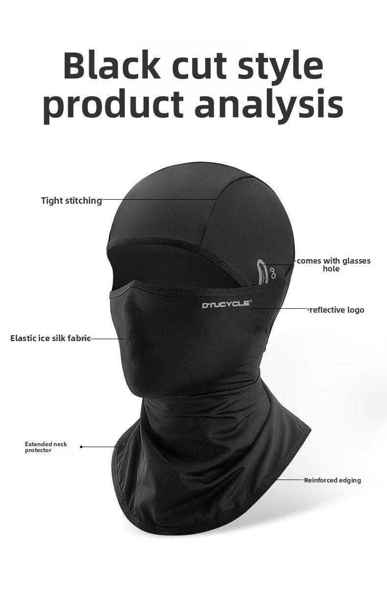 Cycling warm and wind-resistant headgear Ice silk skin-friendly and breathable forehead and neck integrated sunscreen mask Motorcycle liner headgear