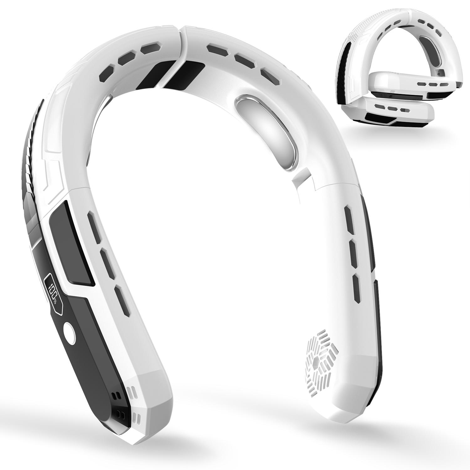 New D26 Portable Neck Fan, Hands-Free Leafless Personal Fan, Three-Speed Rechargeable USB Cooler, 360° Hanging Design, Office & Travel Use