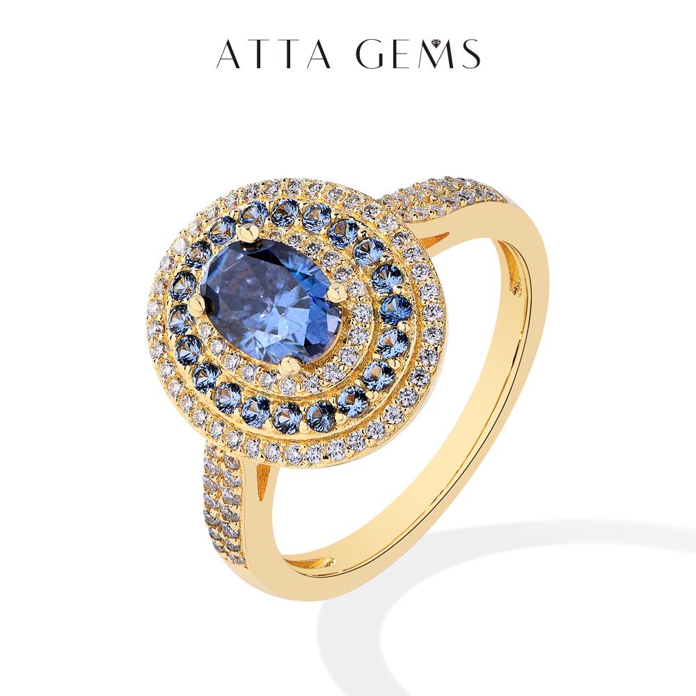 1CT Oval Shape  Lab-Created Blue Moissanite Ring With Halo  for Women Engagement Wedding Anniversary Jewelry R166 SpringStatements