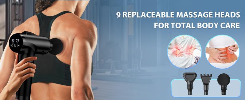 Handheld Muscle Massager Deep Tissue M68-7,Pain Relief with 9 Attachments&30 Speed,Massage Device for Knee,Foot,Neck,Back, Perfect Gift