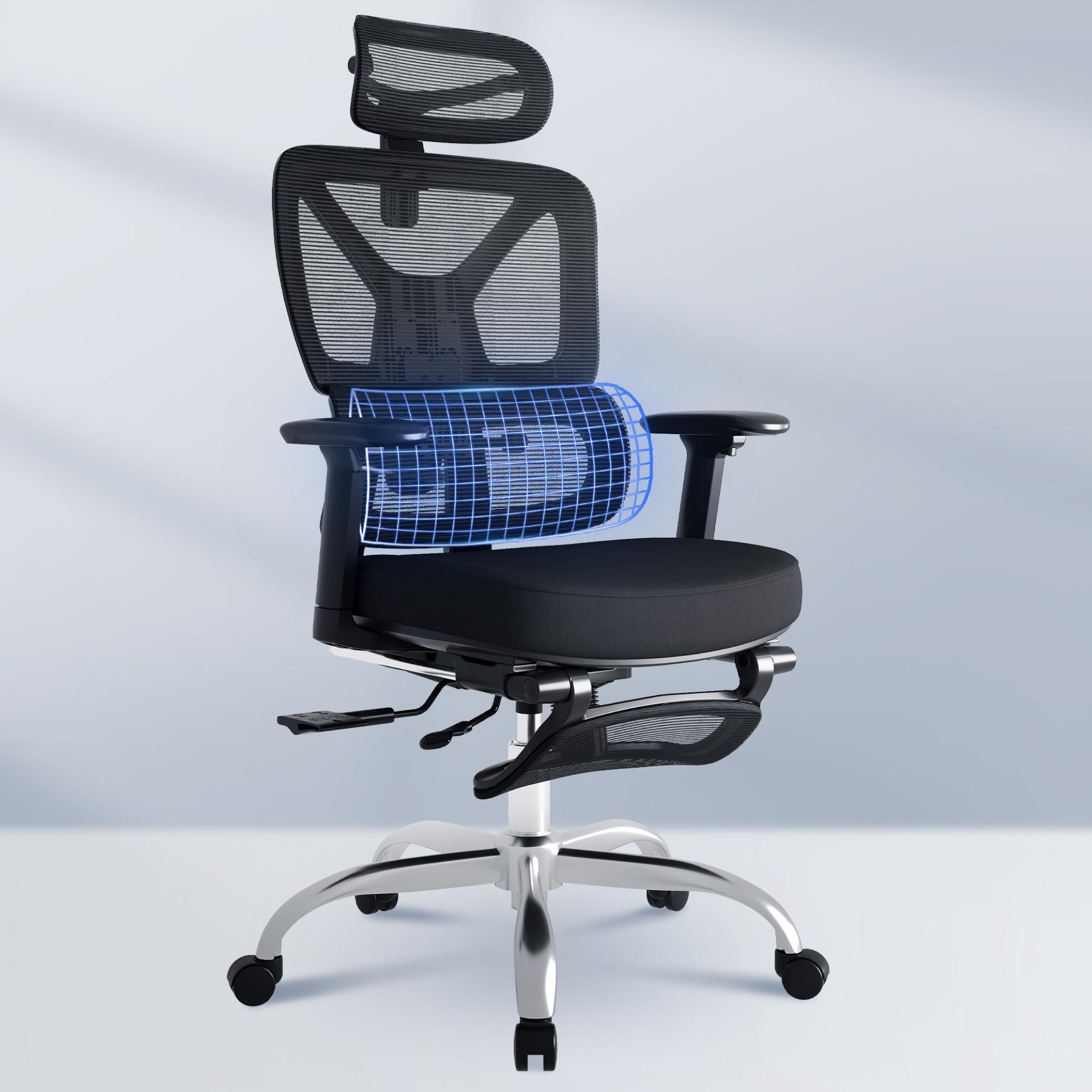 【TikTokShopBlackFriday】FLEXISPOT ErgoX  Foam Premium Ergonomic Office Chair with Footrest, Adjustable 3D Armrests, Dynamic Lumbar Support, Recline & Tilt Function, Mesh or Foam Seat, Adjustable Height & Seat Depth for Home and Office