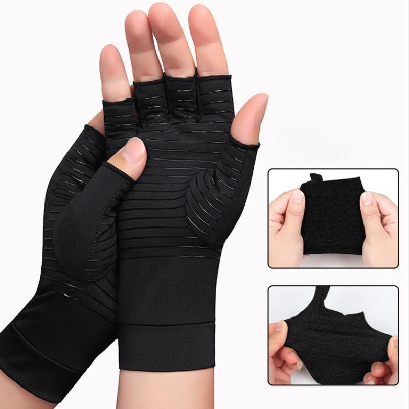 Copper Fiber Compression Gloves for Men – Fingerless Breathable Gym Gloves with Full Palm Protection, Anti-Slip Workout Gloves for Weightlifting, Cycling & Daily Use