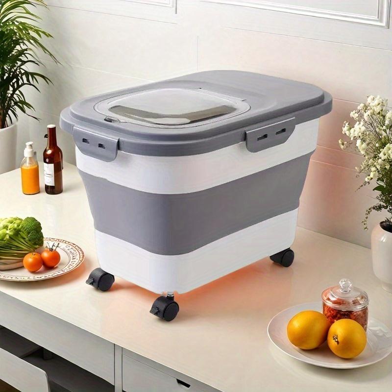 Airtight Rice Storage Container with Wheels & Lid, Large Food Grade Rice Bin, Moisture-Proof Cereal Dispenser for Kitchen Pantry, Flour Grain Storage Organizer