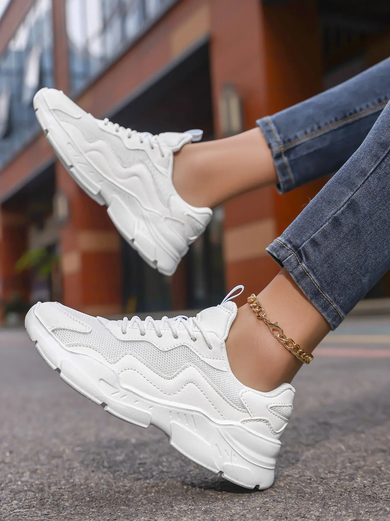 Unisex Fashion Retro Sneakers, Colorblock Thick Sole, Breathable Mesh, Low Top, Casual All-Season Sports Shoes, Perfect for Daily Wear