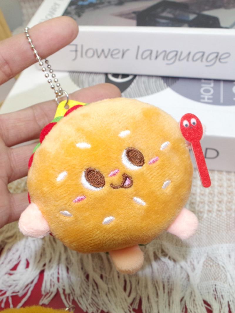 Realistic Burger French Fries Food Keychain Plush Toy, Cute Backpack Hanging Decoration, Student Bag Charm Accessory Realistic Burger French Fries Food Keychain Plush Toy, Cute Backpack Hanging Decoration, Student Bag Charm Accessory