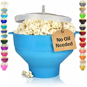 Microwave Popcorn Popper Machine, Silicone Popcorn Maker, Collapsible Microwavable Bowl - Hot Air Popper - No Oil Required - The Most Colors Available (Turquoise)