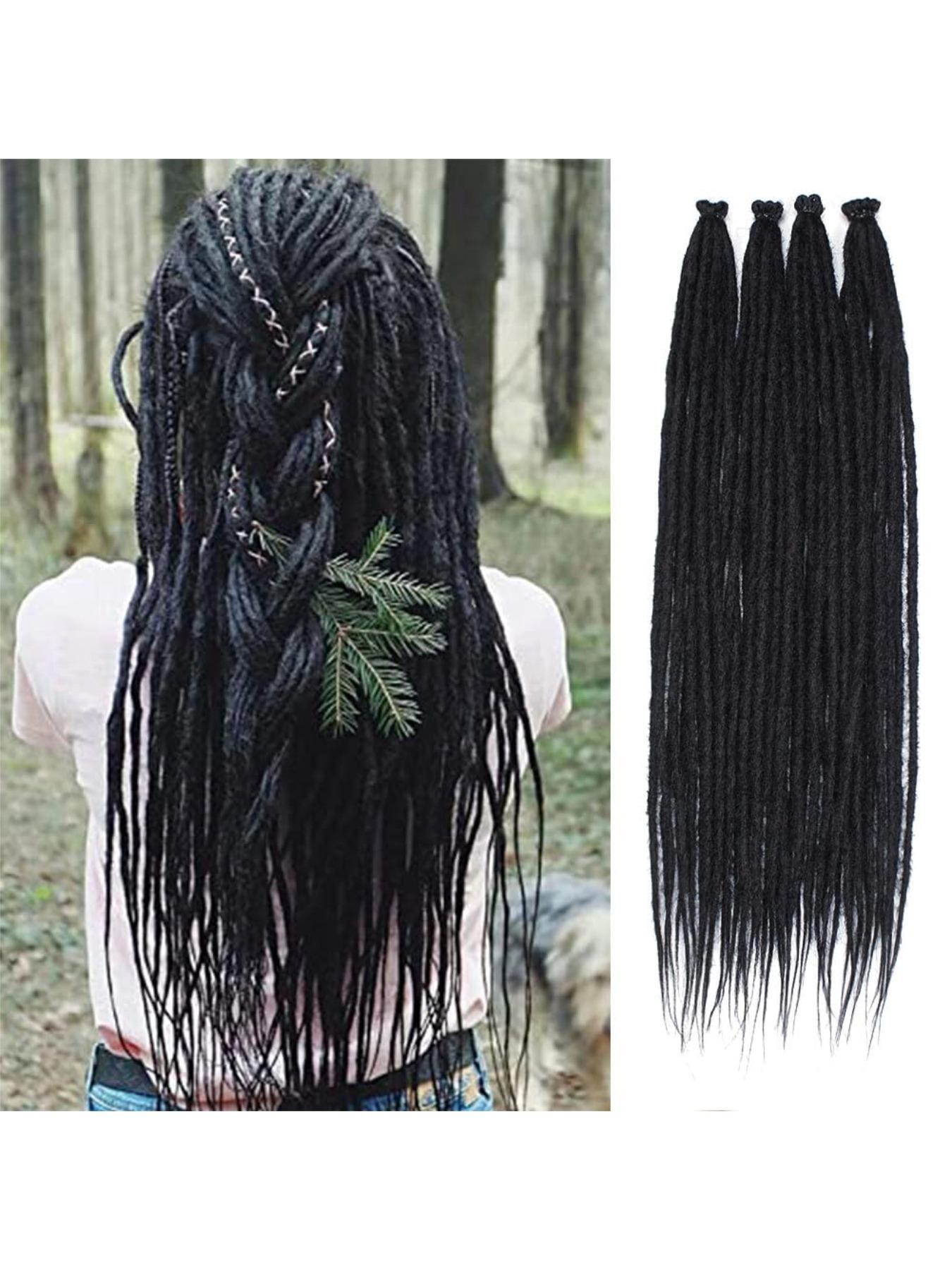 40 pcs Violet Red Dreadlock Extensions, 22" Synthetic Braiding Hair Crochet Dreads Extensions 100% Handmade Single Ended Dreads Thin 0.6cm Width Reggae Style Dreadlock for People