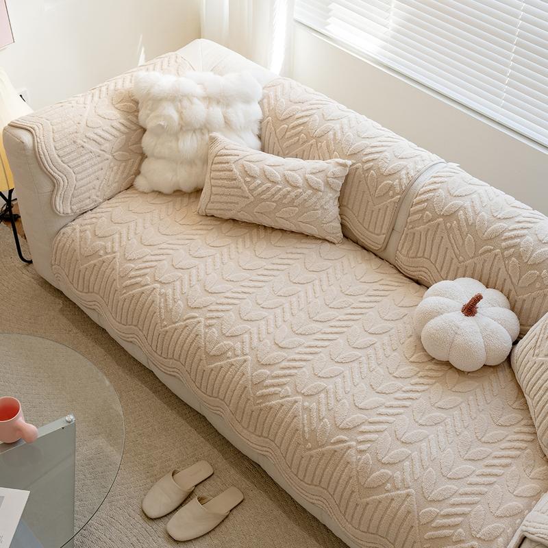 Modern Style Pet-Friendly Sofa Cover, Soft Sofa Protector, Anti-Slip Dustproof Cat Scratch Protection, Cotton Velvet Cushion Pad