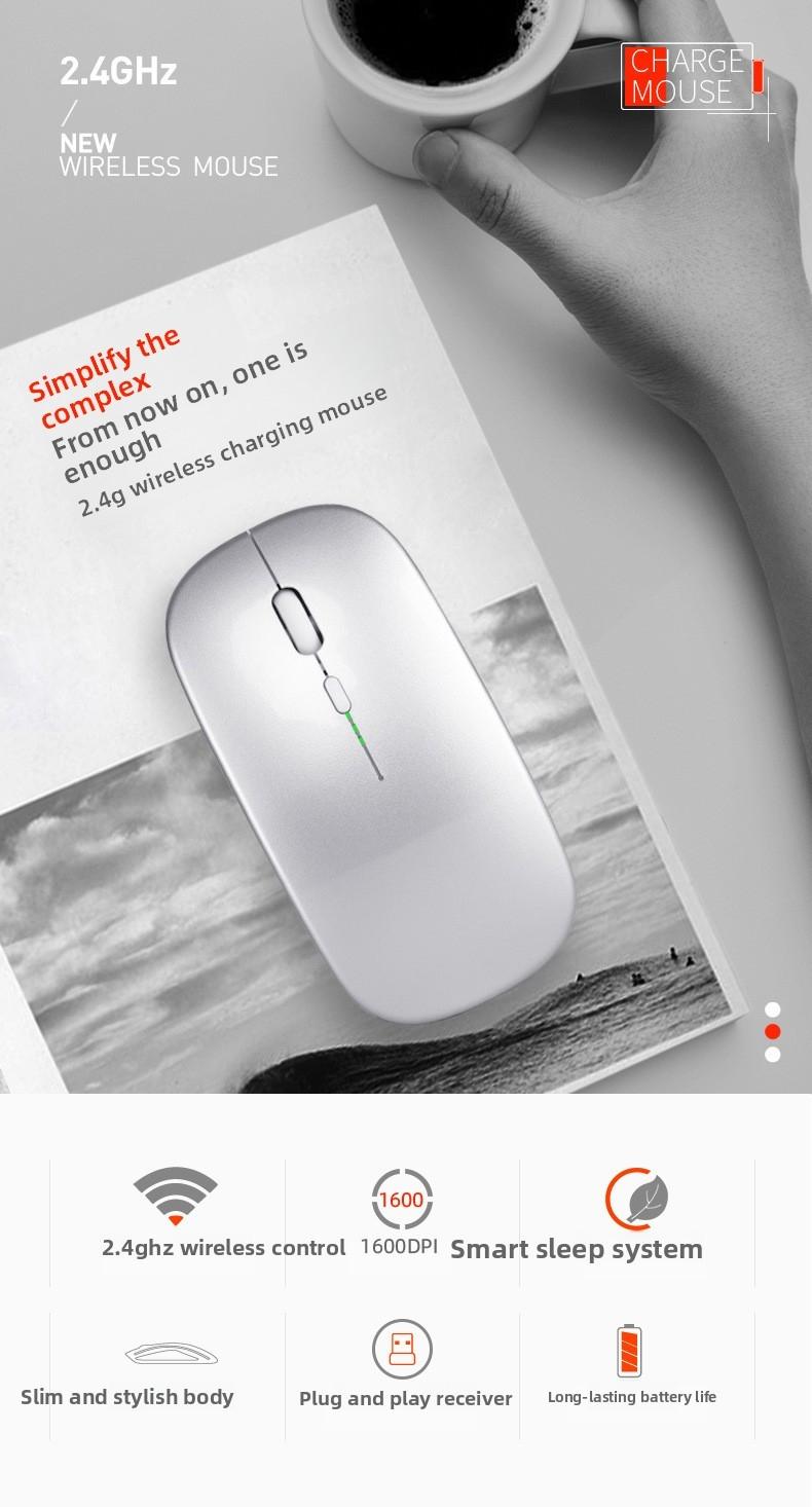 Wireless Bluetooth-compatible Dual Mode Mouse, Charging Display Screen, Silent, Laptop, Desktop Computer, Phone, Tablet Compatible, Lightweight Design
