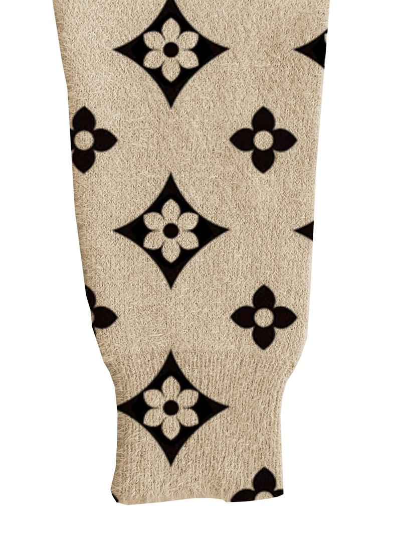 Women's Geometric Pattern Stand Collar Sweater, Fall Winter Casual Long Sleeve Knitwear, Comfortable Warm Daily Wear Women's Geometric Pattern Stand Collar Sweater, Fall Winter Casual Long Sleeve Knitwear, Comfortable Warm Daily Wear