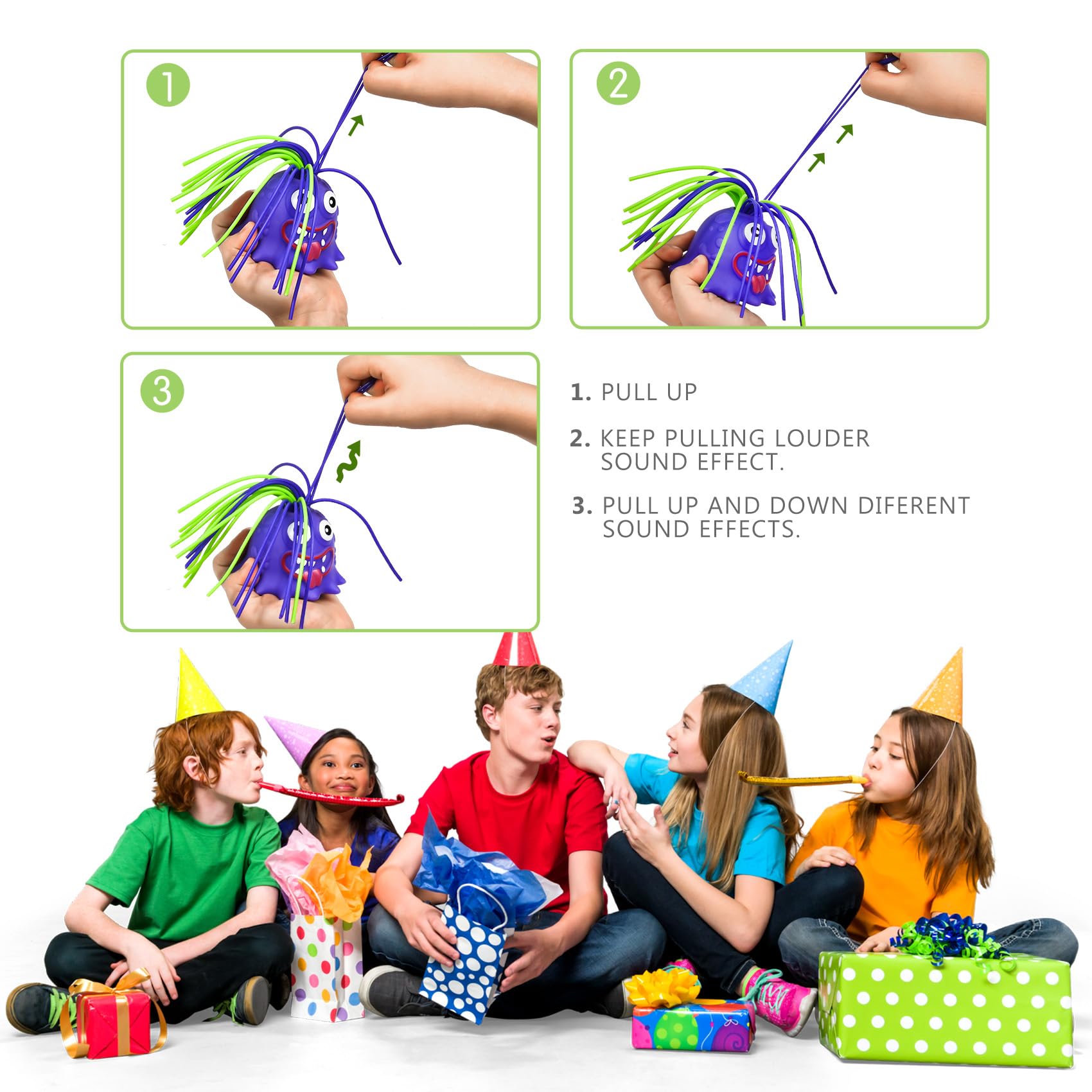 Random Color Screaming Toy, Novelty Funny Hair Pulling Will be Screaming Squeeze Toy for Kids