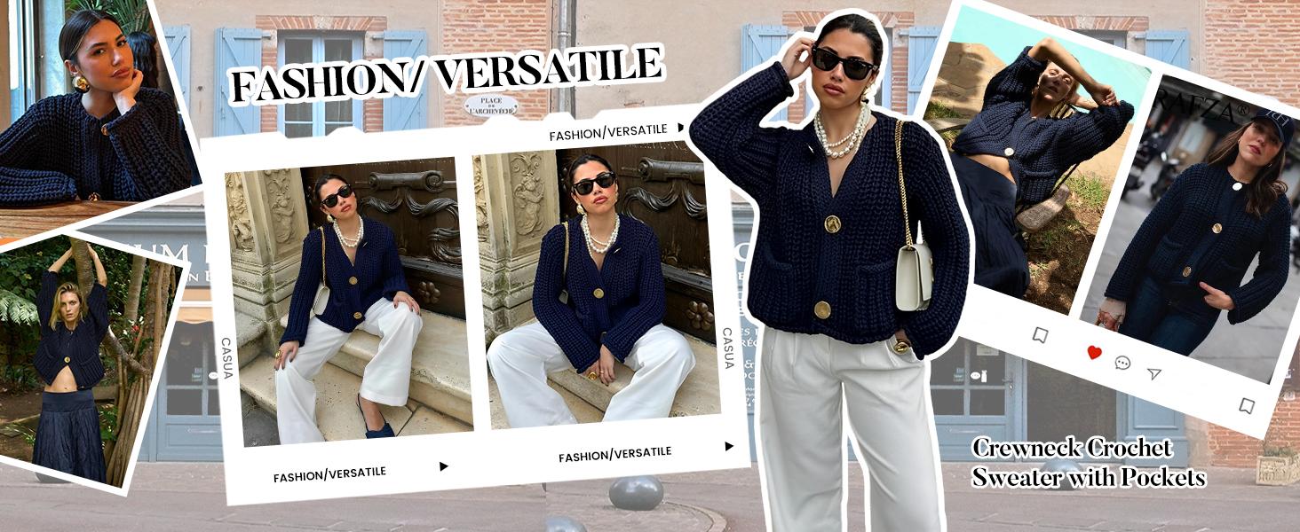 Tanming Women's Cropped Cardigan Sweater Long Sleeves Button Down Chunky Knitted Coat