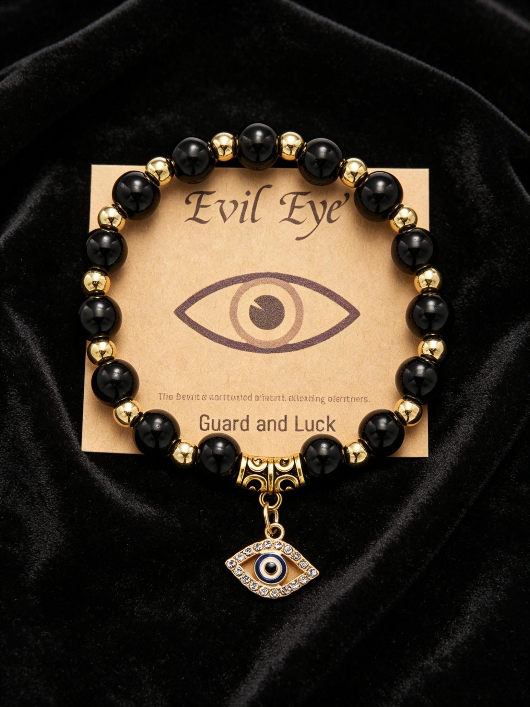 5Pcs,a set of random bracelets, multi-color natural stone Turkish evil eye bracelet set, niche design sense transfer bracelet, couple and girlfriend birthday gift, commuting versatile light luxury high-end fashion jewelry.