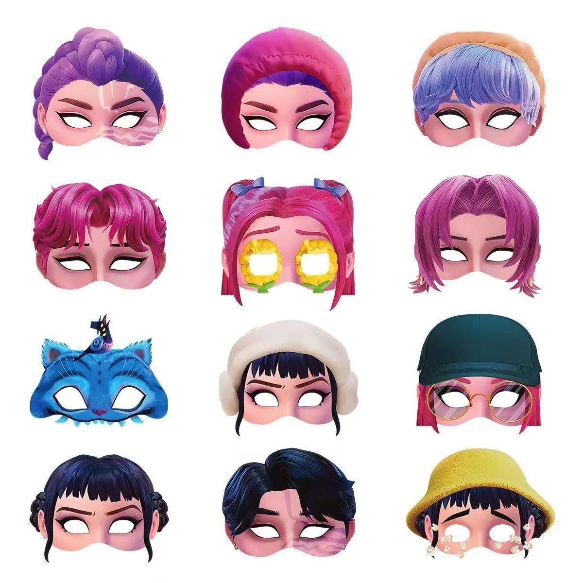 12-Pack Hunter Girl Anime Cartoon Masks, Reusable Role-Playing Party Masks, Birthday Gift, Party Favors, Holiday Decorations