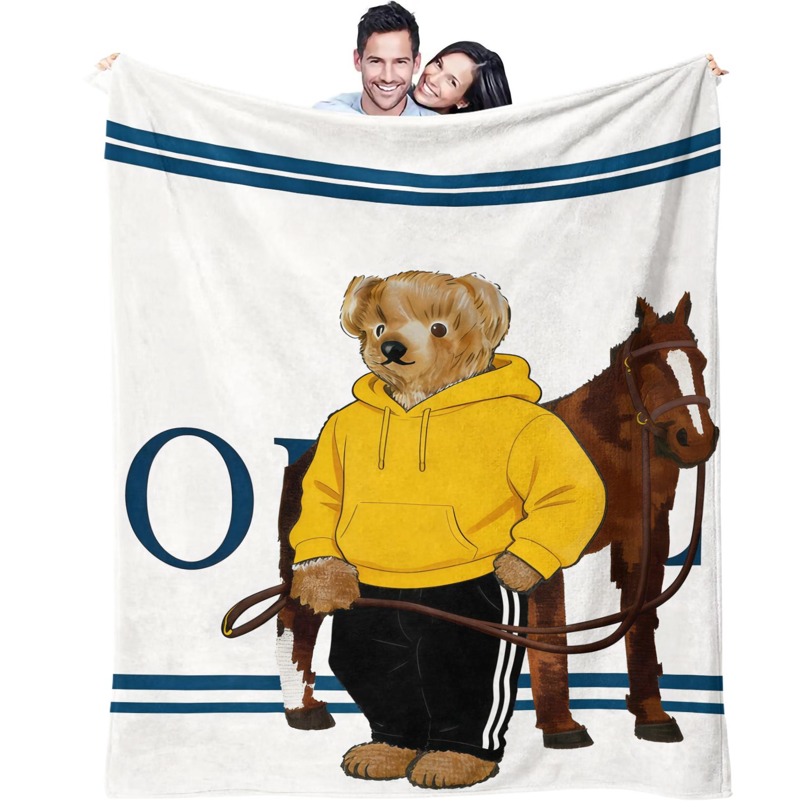 Bear Pattern Blanket, Daily Holiday Birthday Gift For Kids And Adults, Soft, Warm And Lightweight Plush Blanket, Suitable For Bed, Sofa, Car, Room Decoration, Soft Flannel Blanket