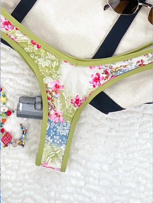 Adjustable Thin Strap Printed Floral Bikini Set for Women, 2026 Spring & Summer Lightweight Breathable Beach Vacation Swimwear