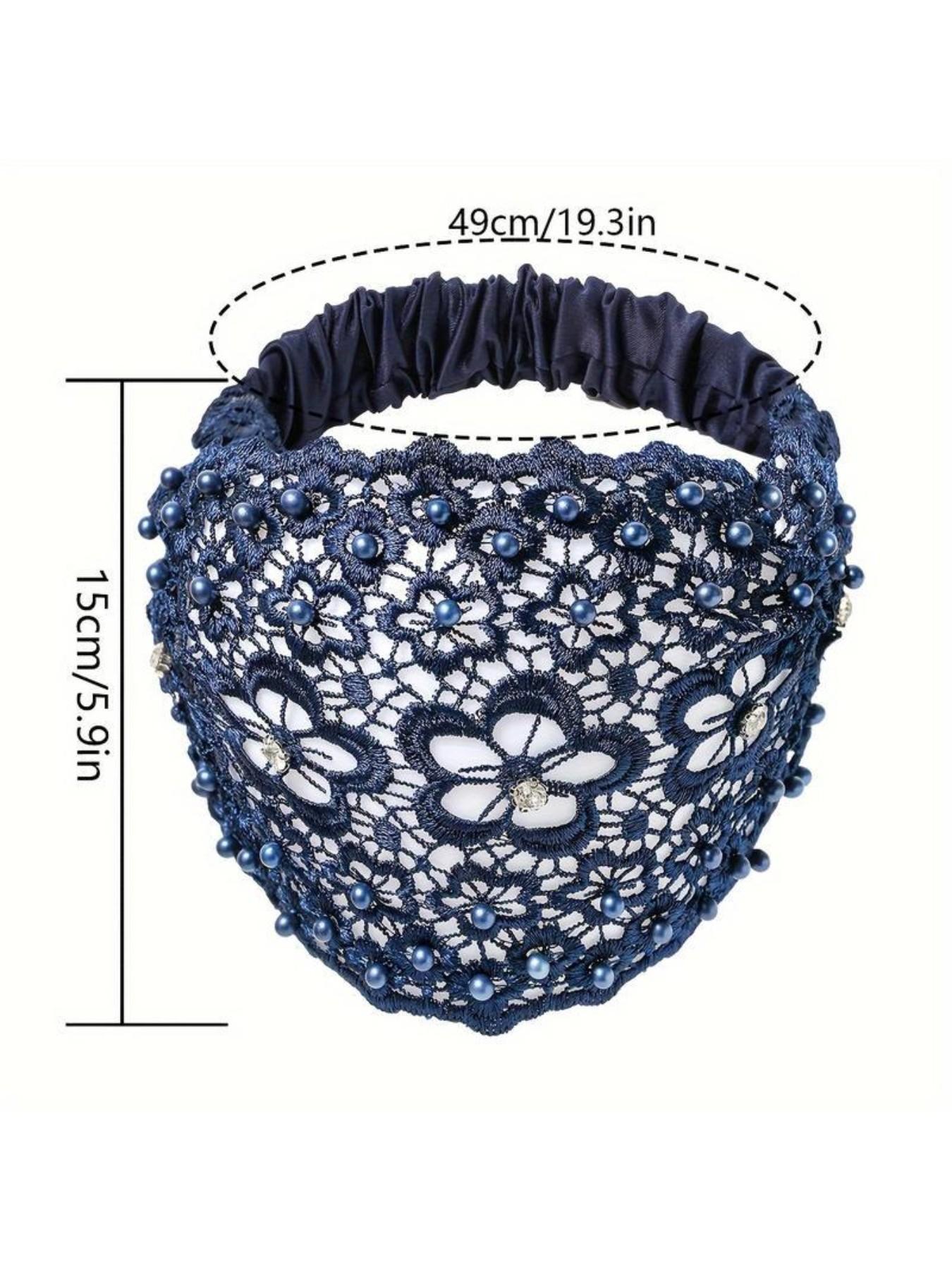 Elegant Lace Flower Headband Set, 3 Pcs Hollow Beaded Plum Blossom Hair Bands, Wide Strap Safety Hair Accessories for Women