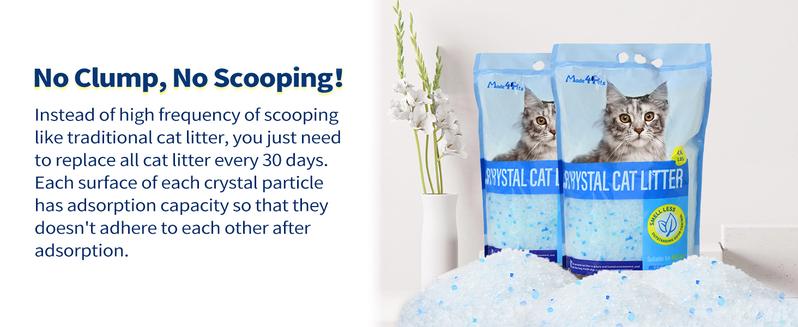 Made4Pets Cat Litter Crystals, Non Clumping Cat Litter Odor Control Kitty Litter Non Clumping No scooping Low Dust, Low Tracking, Lightweight, Dehydrates Waste,– 8.6 lbs (2 x 4.3 lb Packs)
