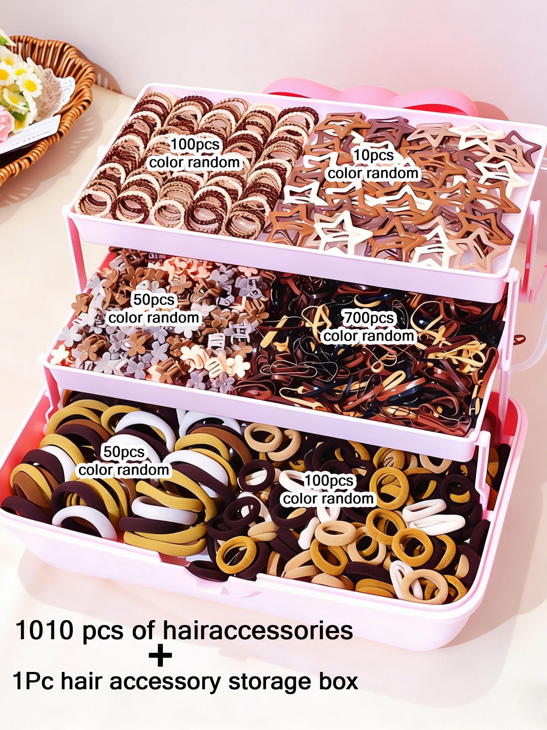1011pcs Luxury Hair Accessory Gift Set, Includes Star Clips, Small Clamps, Elastic Bands, Portable Storage Box, Ideal for Girls, Gifts, Ladies